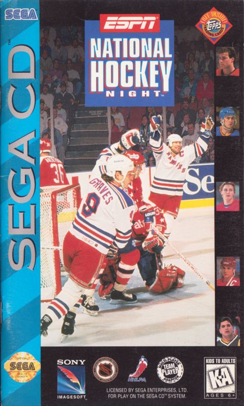 ESPN National Hockey Night box art for Sega Genesis